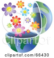 Poster, Art Print Of Open Globe With Flowers