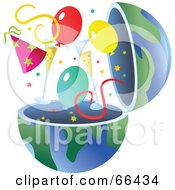 Poster, Art Print Of Open Globe With Party Items