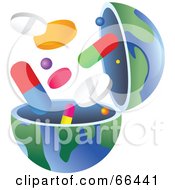 Royalty Free RF Clipart Illustration Of An Open Globe With Medications by Prawny
