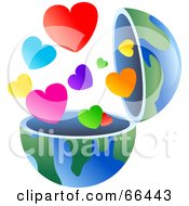 Poster, Art Print Of Open Globe With Hearts