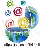 Royalty Free RF Clipart Illustration Of An Open Globe With Arobase Symbols