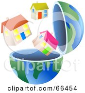 Poster, Art Print Of Open Globe With Homes