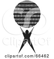 Royalty Free RF Clipart Illustration Of A Black And White Person Holding A Globe Of Binary