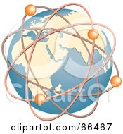 Poster, Art Print Of Blue Globe With Molecules