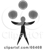 Royalty Free RF Clipart Illustration Of A Black And White Man Juggling Wire Globes