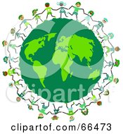 Poster, Art Print Of Kids Circling A Green Earth Globe