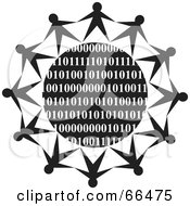Royalty Free RF Clipart Illustration Of A Black And White Globe Of Binary With People