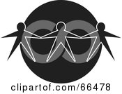 Royalty Free RF Clipart Illustration Of A Black And White Globe With Three People Holding Hands
