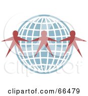 Royalty Free RF Clipart Illustration Of Red People Around A Blue Wire Globe
