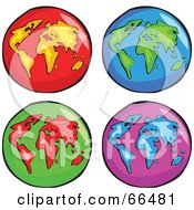 Poster, Art Print Of Digital Collage Of Four Colorful Earth Globes