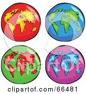 Royalty Free RF Clipart Illustration Of A Digital Collage Of Four Colorful Earth Globes