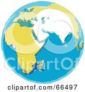 Royalty Free RF Clipart Illustration Of A White Yellow And Blue Globe