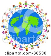 Royalty Free RF Clipart Illustration Of Global Kids Circling Earth