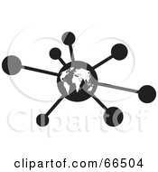 Royalty Free RF Clipart Illustration Of A Black And White Globe Molecule