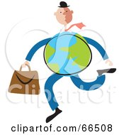 Royalty Free RF Clipart Illustration Of A Global Businessman Running