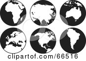 Poster, Art Print Of Digital Collage Of Small Black And White Geographical Globes