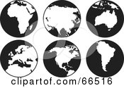Royalty Free RF Clipart Illustration Of A Digital Collage Of Small Black And White Geographical Globes
