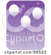 Poster, Art Print Of Floating White Balloons And Stars Over Purple