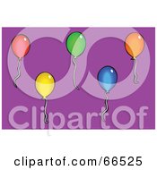 Poster, Art Print Of Colorful Floating Balloons Over Purple
