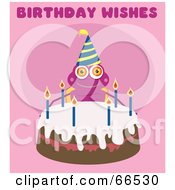 Poster, Art Print Of Birthday Bug With A Cake On Pink With Birthday Wishes Text