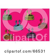 Poster, Art Print Of Colorful Birthday Cakes Over Pink