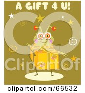 Royalty Free RF Clipart Illustration Of A Birthday Bug Carrying A Present