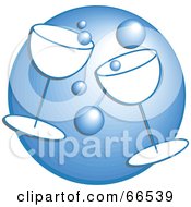 Royalty Free RF Clipart Illustration Of Two Glasses Of Bubbly Over A Blue Circle