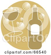 Royalty Free RF Clipart Illustration Of A Bottle And Glass Of Bubbly Over Brown