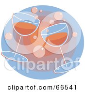 Poster, Art Print Of Two Glasses Of Bubbly Over A Gradient Circle