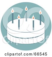 Poster, Art Print Of White Two Layer Birthday Cake With Candles On Blue