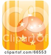 Royalty Free RF Clipart Illustration Of A Starry Orange Christmas Ornament On A Striped Background