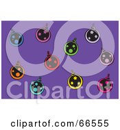 Royalty Free RF Clipart Illustration Of A Purple Background With Christmas Baubles by Prawny