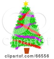 Royalty Free RF Clipart Illustration Of A Garland Adorned Christmas Tree