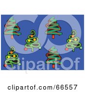 Royalty Free RF Clipart Illustration Of A Blue Background Of Christmas Trees
