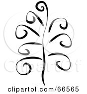 Royalty Free RF Clipart Illustration Of A Black And White Christmas Tree Version 2