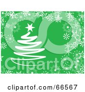 Poster, Art Print Of Green Christmas Background With Snowflakes And A Christmas Tree