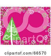 Royalty Free RF Clipart Illustration Of A Retro Pink Christmas Background With A Christmas Tree And Bubbles