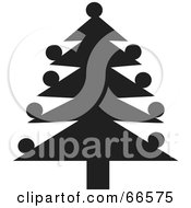 Royalty Free RF Clipart Illustration Of A Black And White Christmas Tree Version 1