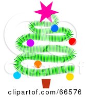 Royalty Free RF Clipart Illustration Of A Green Garland Christmas Tree With Decorations