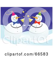 Poster, Art Print Of Party Snowmen Drinking Champagne