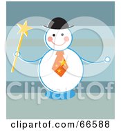 Poster, Art Print Of Happy Snowman Holding A Wand