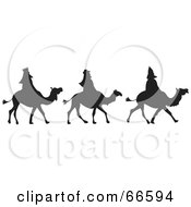 Royalty Free RF Clipart Illustration Of The Three Silhouetted Kings Or Wise Men On Camels by Prawny