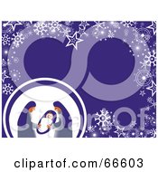 Poster, Art Print Of Nativity Christmas Background With Snowflakes And Stars On Purple