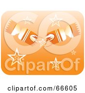 Royalty Free RF Clipart Illustration Of An Orange Christmas Cracker And Stars On Orange