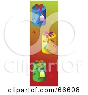 Royalty Free RF Clipart Illustration Of A Side Banner Of Round Christmas Presents