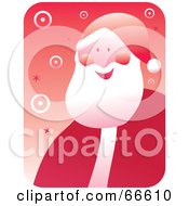 Poster, Art Print Of Retro Jolly Santa With Circles On Red