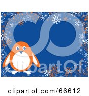 Poster, Art Print Of Penguin Christmas Background With Snowflakes And Stars On Blue