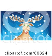 Poster, Art Print Of Rudolph The Red Nosed Reindeer Playing In The Snow