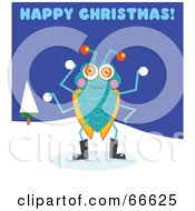 Poster, Art Print Of Happy Christmas Bug Playing In The Snow