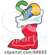 Poster, Art Print Of Red Christmas Stocking Stuffed With Gifts